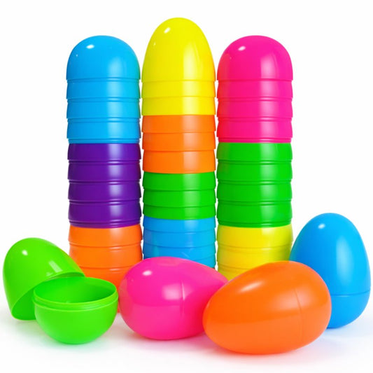 Coynurex 24 Pack Fillable Easter Eggs, 2.7'' Plastic Eggs in 6 Colors, Two-Piece Design, Mix & Match Decorative Eggs for Hunt, Party, Basket Fillers