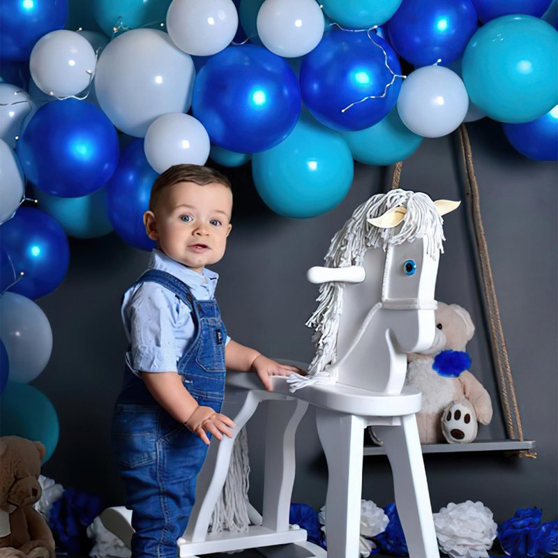 PartyWoo Pearl Blue Balloons 140pcs Different Sizes of 18 12 10 5 Inch Sky Blue Latex Helium Balloon Arch Kit Garland for Graduation Baby Shower Gender Reveal Birthday Party Decorations Blue-Z23