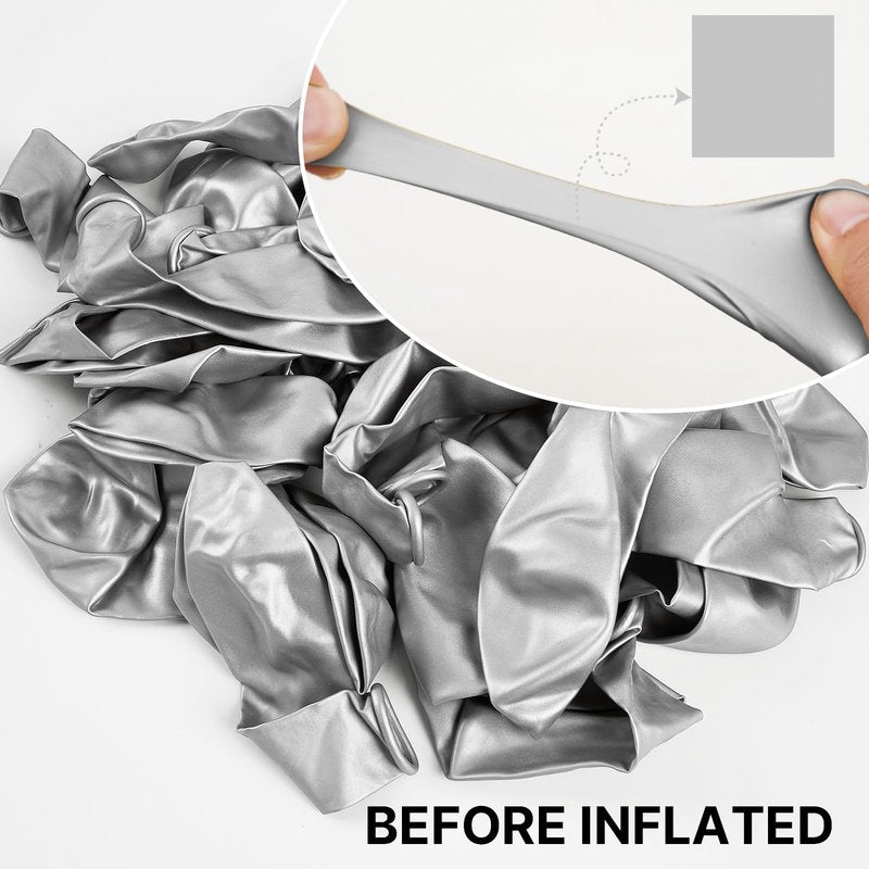 PartyWoo Metallic Silver Balloons 52 pcs 12 Inch Chrome Silver Latex Balloons for Graduation New Year Wedding Baby Shower Gender Reveal Bachelorette Anniversary Birthday Party Decorations Silver-G102