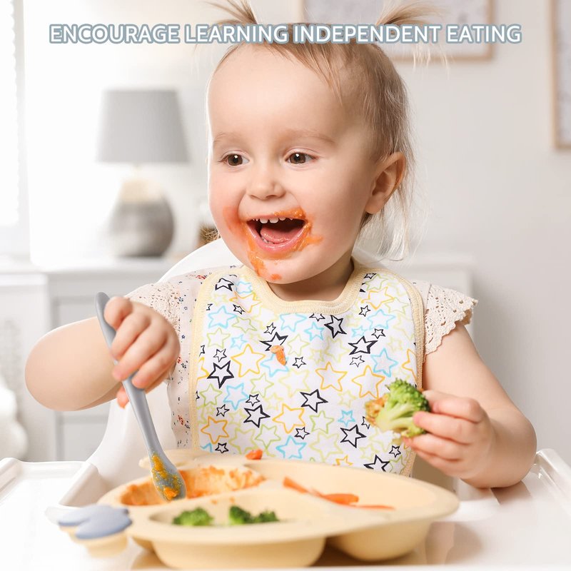 Silicone Baby Feeding Spoons, First Stage Baby Infant Spoons, Soft-Tip Easy on Gums I Training Spoon Self Feeding, Dishwasher & Boil-proof, 6 Pack