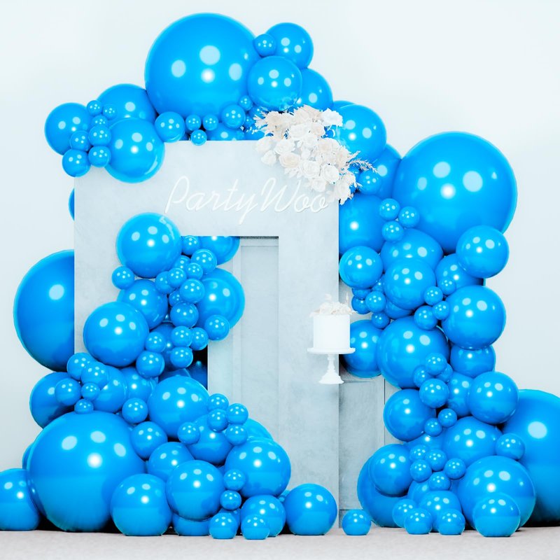 PartyWoo Pearl Blue Balloons 140pcs Different Sizes of 18 12 10 5 Inch Sky Blue Latex Helium Balloon Arch Kit Garland for Graduation Baby Shower Gender Reveal Birthday Party Decorations Blue-Z23