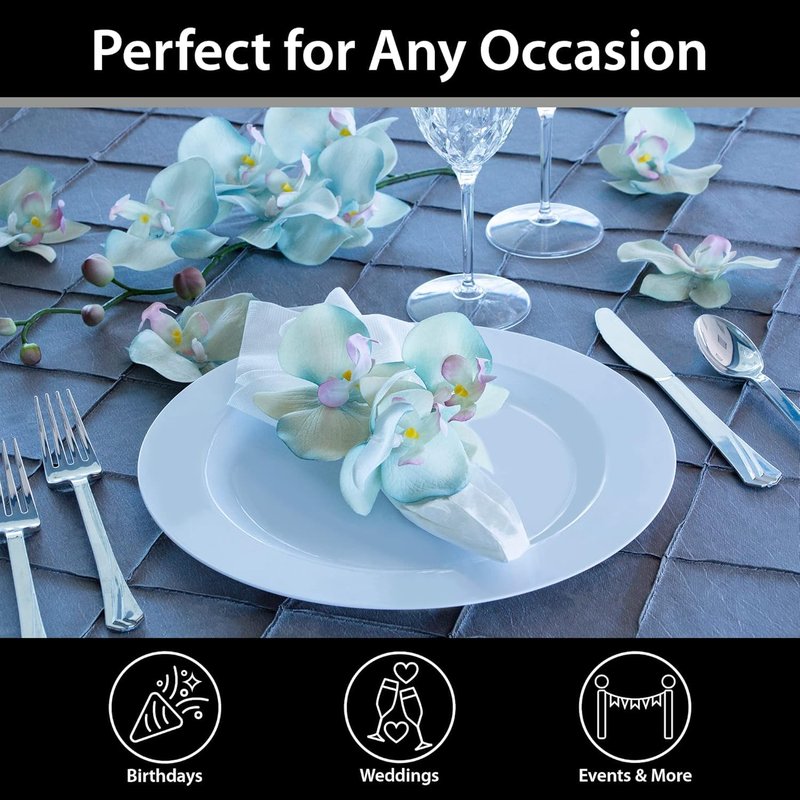Lillian Tablesettings Premium Quality Heavyweight Plastic Plates China Like. Wedding and Party Dinnerware Plastic Plates 6.25 inc White/Pearl-Value Pack 40 Count