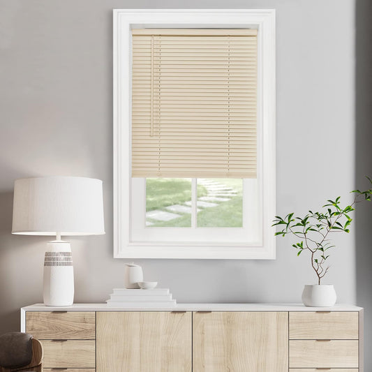 Achim Home Decor Cordless Mini Blinds - Light Filtering, 30" W x 64" L, 1" Slat Size - Alabaster