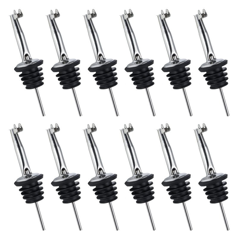 Unlorspy 12PCS Stainless Steel Bottle Pourers, Liquor Pour Spouts Set with Flip Top for About 3/4" Bottle Mouth