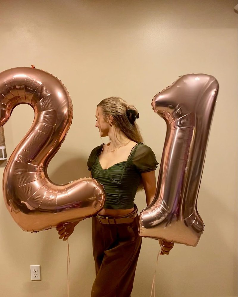 Rose Gold Number 21 Balloon 40 inch, 21 Number Balloons, 21st Birthday Decorations, 21 Year Old Women Men Rose Gold Party Supplies