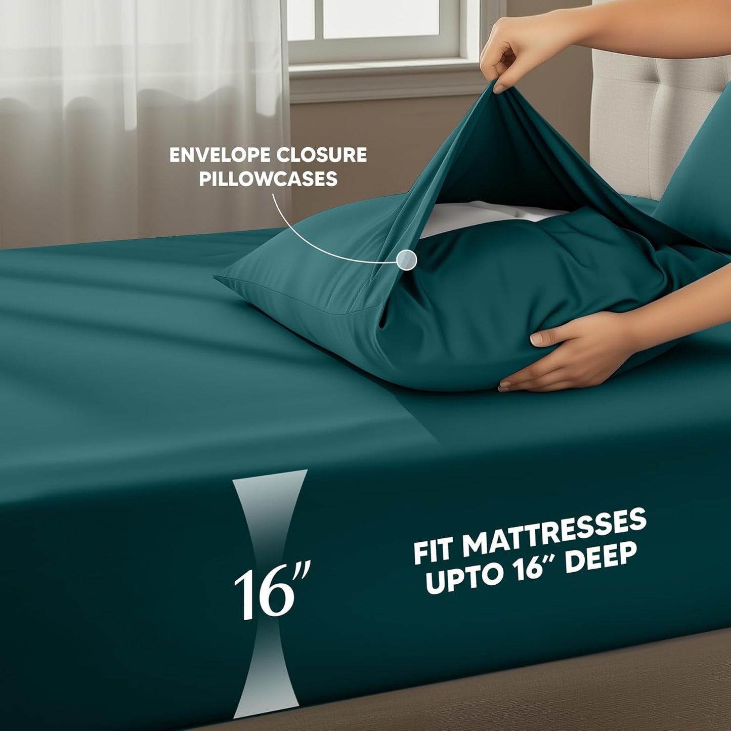 Utopia Bedding Queen Size Sheet Set - Soft, Breathable Microfiber | 4-Piece in Teal Green, Oeko-Tex Certified