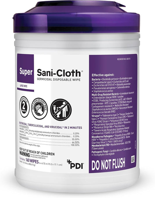 Skiennix Super Sani-Cloth Wipes - Professional Disposables Surface Disinfectant, 160 Count