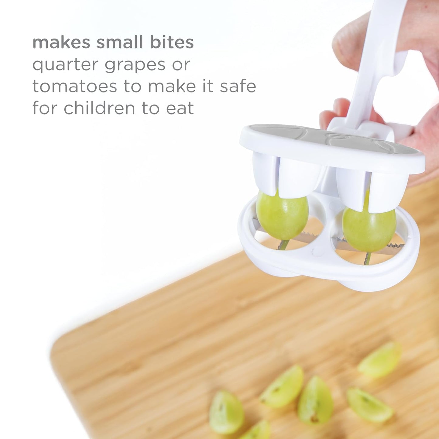Ubbi Dual Grape Cutter - Safe & Easy Stainless Steel Fruit Slicer for Kids & Toddlers