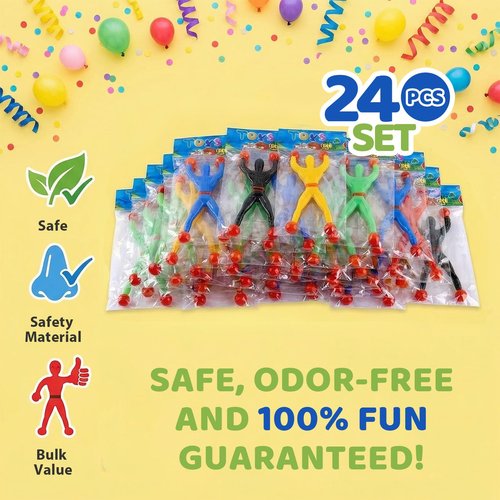 JOHOUSE Sticky Wall Climbers Toy, Pack of 24 Climbing Men, Classic 90s Nostalgic Toy, Goodie Treat Bag Stuffers & Party Favors for Kids & Adults, Classroom School Exchange Prize