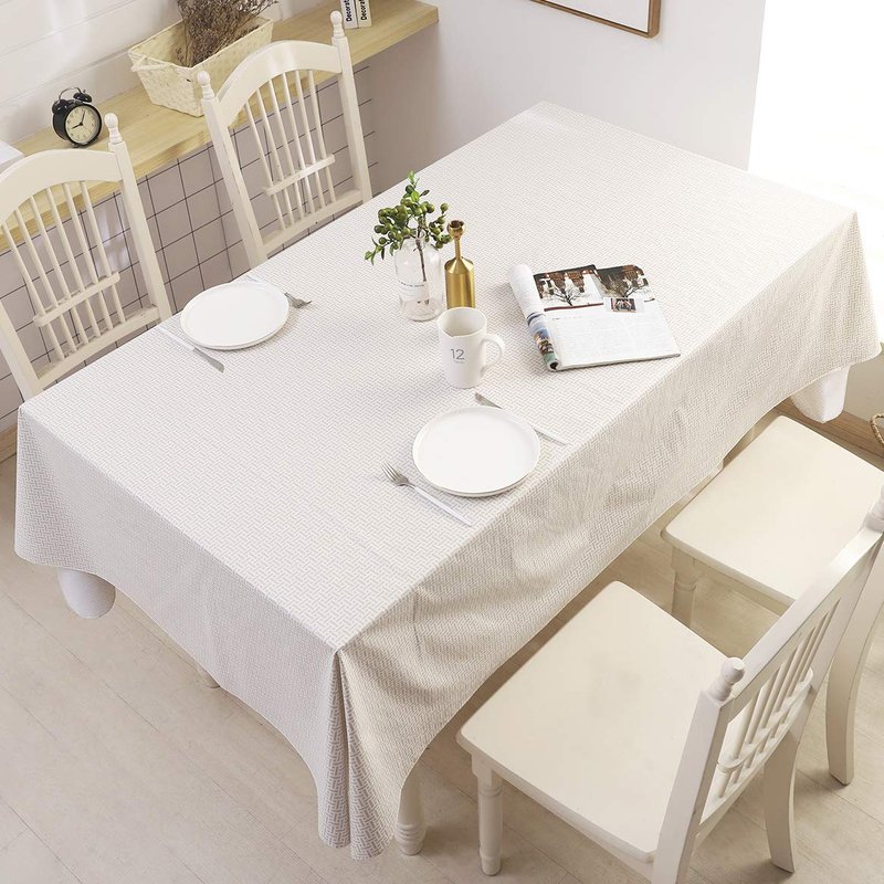 Pioggia Vinyl Tablecloth with Flannel Backed Waterproof Oil-Proof PVC Table Cloth Wipeable Spill-Proof Plastic Table Cover for Indoor and Outdoor(Weave, 60 x 102 Inch Rectangle)