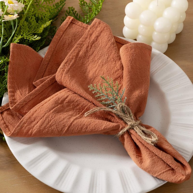 Socomi Cloth Napkins Terracotta Summer Washable Reusable Bulk Linen Cotton Napkins Set of 10 17"x17" for Wedding Party Bridal Baby Shower Birthday Dining Table Decorations