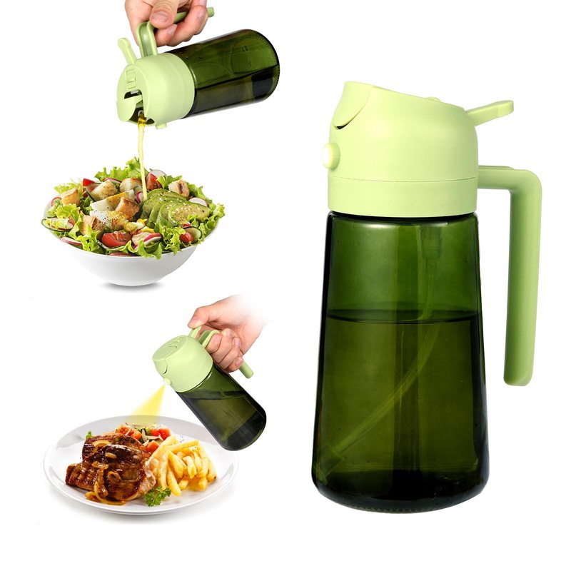 awddsv Upgraded 16oz Glass Olive Oil Sprayer (Green) – 2-in-1 No-Leak Spray & Pour Oil Dispenser for Air Fryer, Cooking, Salad & BBQ – Fine Mist, Easy Fill, Dishwasher Safe Kitchen Gadget