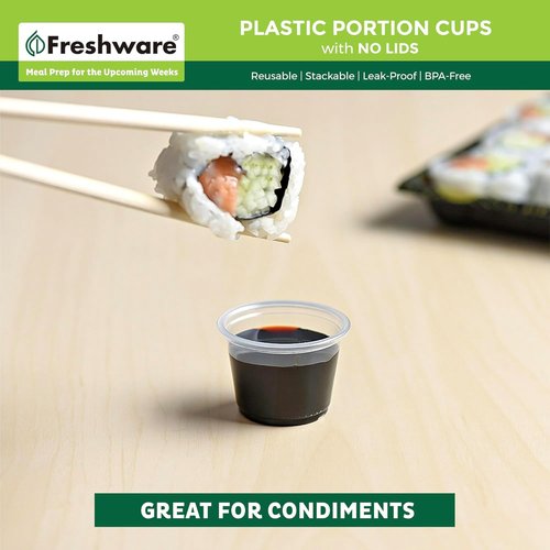 Freshware Plastic Portion Cups - 1 Ounce, 250 Count | Ideal for Meal Prep, Dipping Sauces & Jello Shots