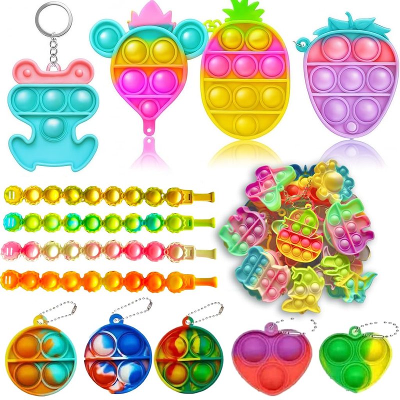 160 Pcs Fidget Toys Party Favors Pack, Randomly Selected Pop Sensory Set Gifts Stickers for Kids Adults Boy Girl Stocking Stuffers Autistic Bulk Goodie Bag Filler Treasure Box Classroom Prizes School