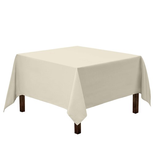 Gee Di Moda Square Tablecloth - 85 x 85 Inch Ivory Table Cloth for Large Square or Round Tables - Heavy Duty Washable Fabric - for Buffet Table, Holiday Party, Dinner, Wedding & Baby Shower