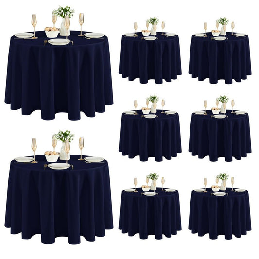 Fitable 8 Pack Round Tablecloths: Stain Resistant Wrinkle Free Circle Table Clothes, Washable Reusable Polyester Table Covers for Wedding Party Birthday Banquet Reception(Navy, 120 Inch)