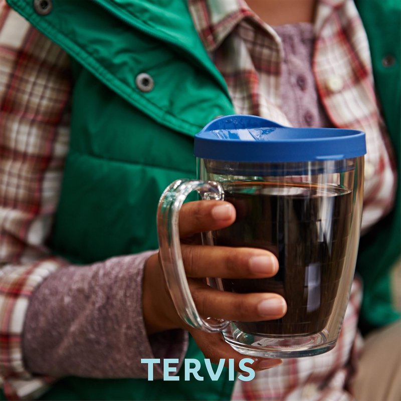 Tervis Clear & Colorful Tabletop Made in USA Double Walled Insulated Tumbler Travel Cup Keeps Drinks Cold & Hot, 16oz Mug, Elderberry Wild