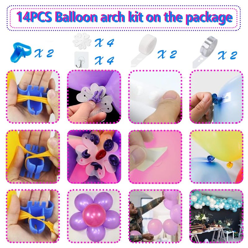 YEPVIE Electric Balloon Pump, Portable 2 Modes Balloon Blower Machine with 14 Balloon Arch Kits, Air Pump for Balloon, Ballon Inflator for Party Decoration