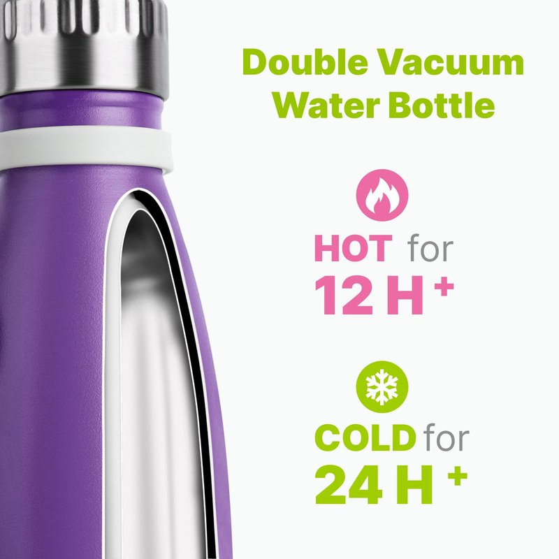 Mollcity 9 oz Water Bottle Stainless Steel Double Wall Vacuum Insulated Sports Water Bottle for Kids, Small Mini Cola Shape Water Bottle Leak Proof (Purple-Royal Blue)