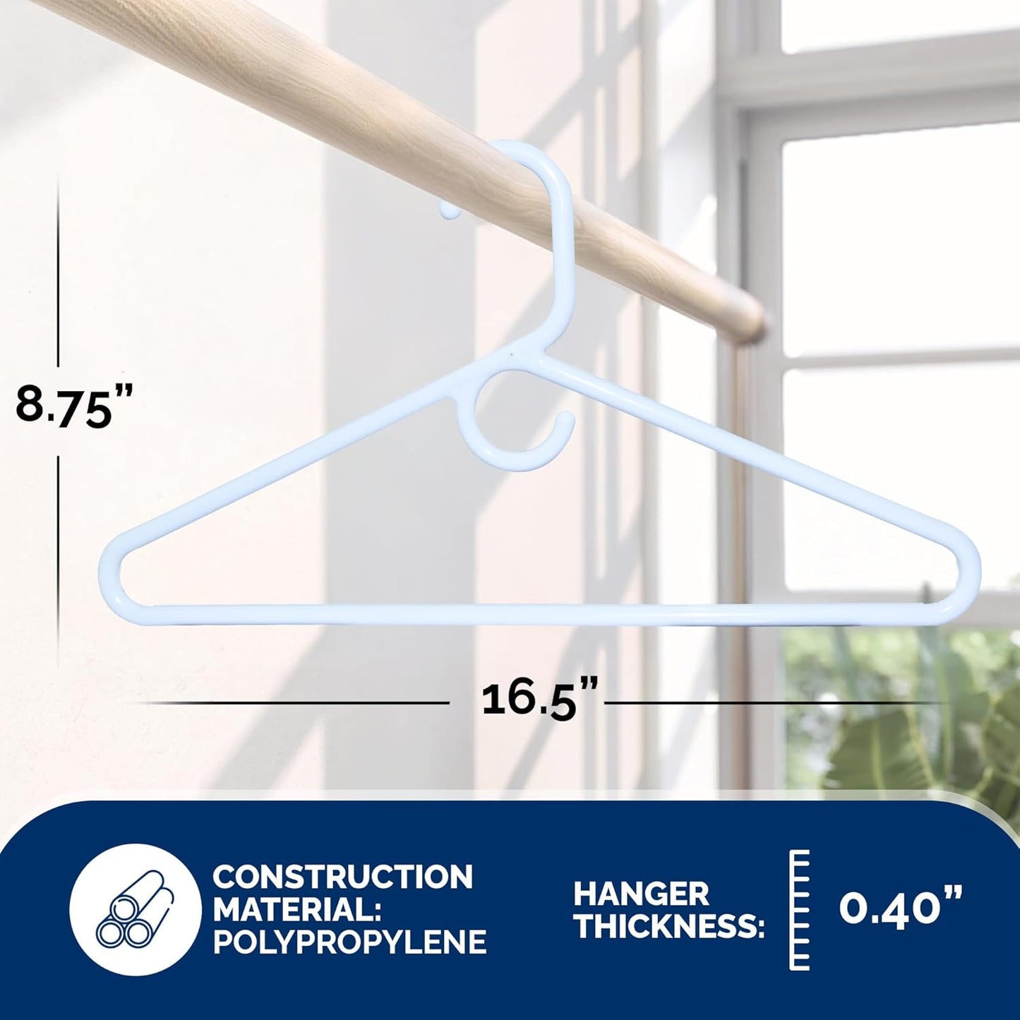 Super Heavy Duty Plastic Hangers - Made in USA | 24 Pack of White Heavyweight Hangers
