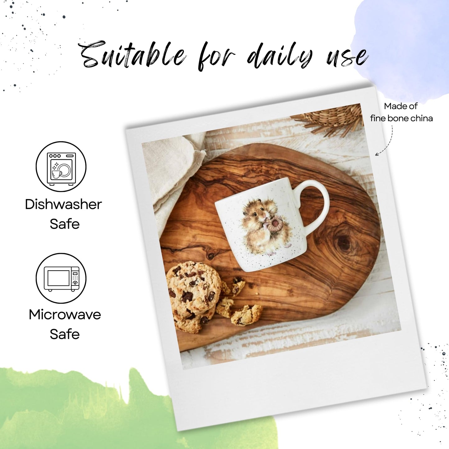 Royal Worcester Wrendale Designs Diet Starts Tomorrow Mug | 14 Ounce Large Coffee Mug with Hamster Design | Made from Fine Bone China | Microwave and Dishwasher Safe