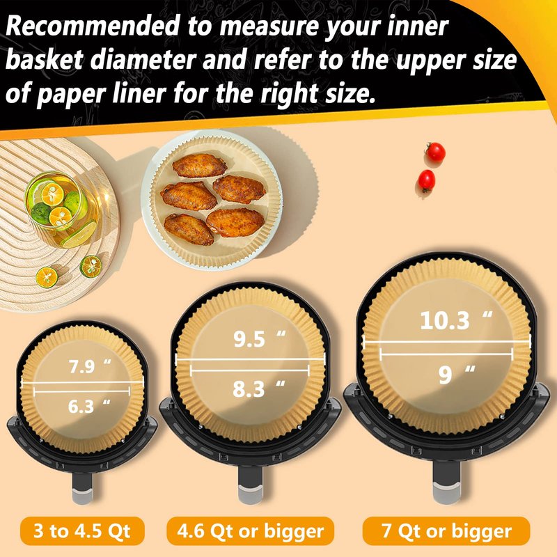 Air Fryer Liners Disposable for Ninja 4QT AF101, Airfryer Liners Round 9.5 Inch Air Fryer Paper Liners Non-stick Air Fryer Parchment Paper Liners Oil Resistant, Waterproof for 4-8Qt Basket