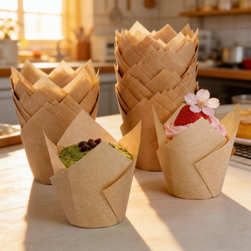 250Pcs Tulip Cupcake Liners,Parchment Paper Cupcake Liners,Muffin Liner for Baking in Standard Size,Cupcake Liner Paper for Party,Weeding,Birthday, Christmas,Valentines (Natural)