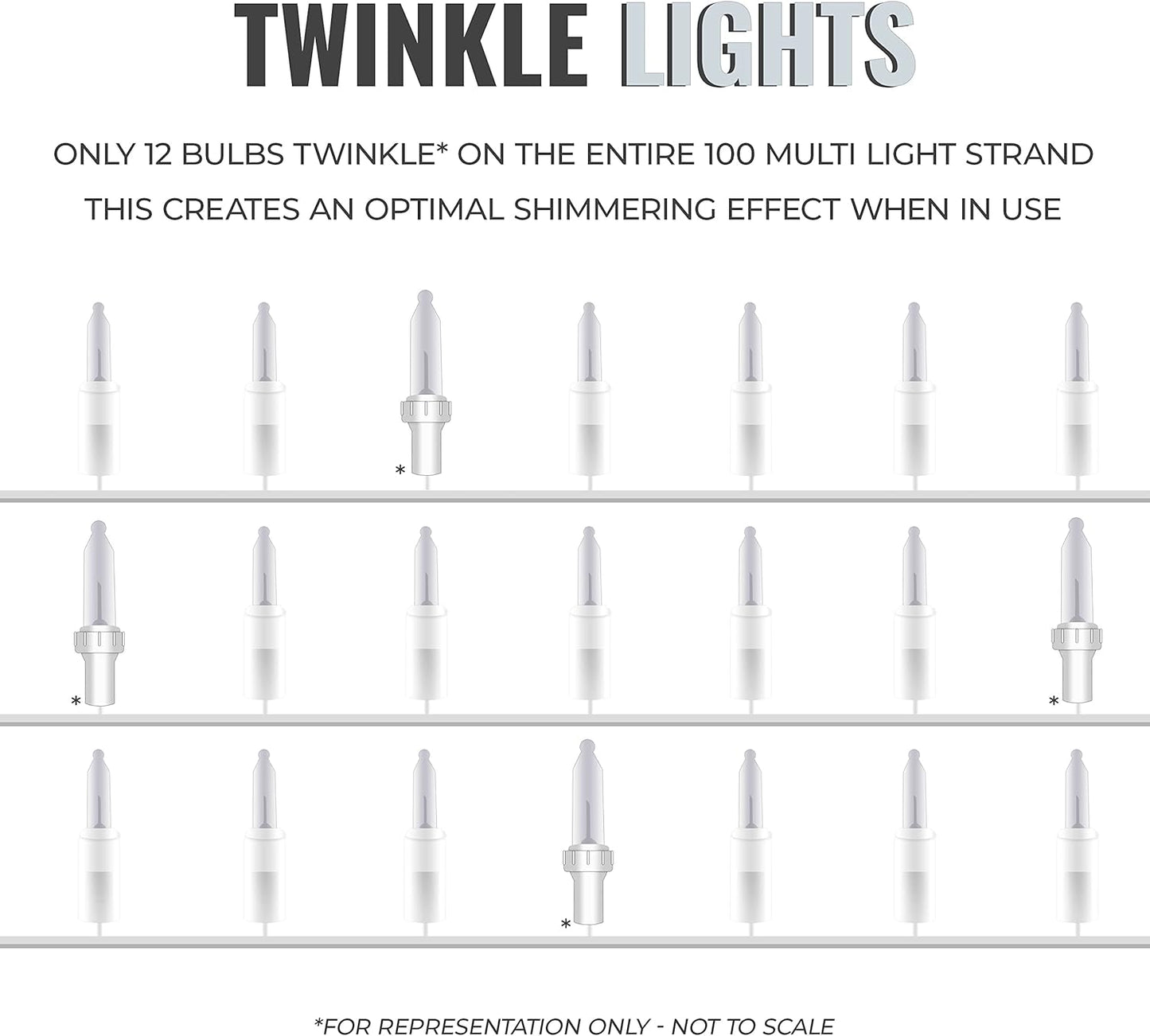 612 Vermont Clear Christmas Twinkle Lights - 100 Lights on White Wire | Indoor/Outdoor Use, 20.6' Lighted Length