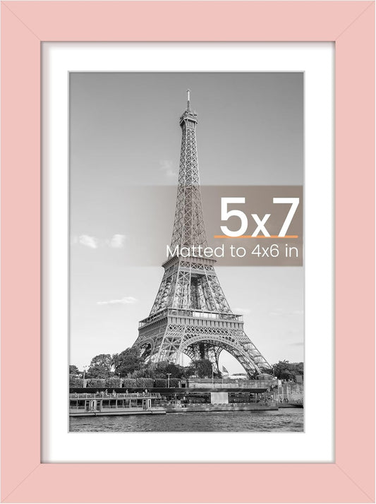 Upsimples 5x7 Picture Frame - Versatile Display for 4x6 or 5x7 Photos | Stylish Pink, 1 Pack