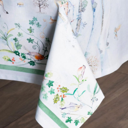 Maison d' Hermine Table Cloth Square Table 100% Cotton 60 x 60 Inches Fall Tablecloth Reusable Everyday Use for Thanksgiving Christmas Decorations Dining Farmhouse Party (Snowy World)
