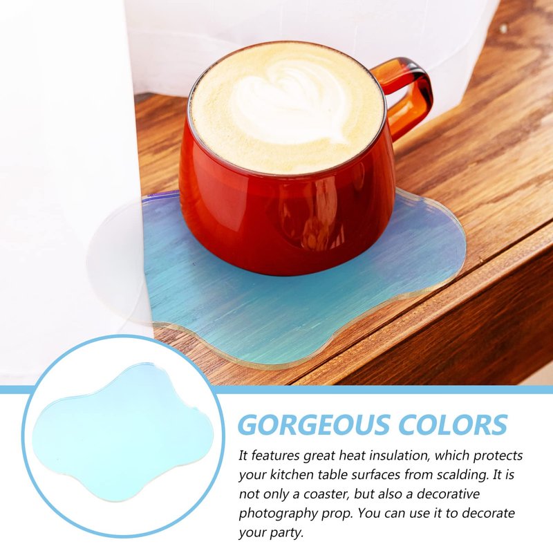Acrylic Decorative Plate Coasters Irregular Clear Drink Coasters with Heat Insulation for Home Party Table Protection and Photography Prop