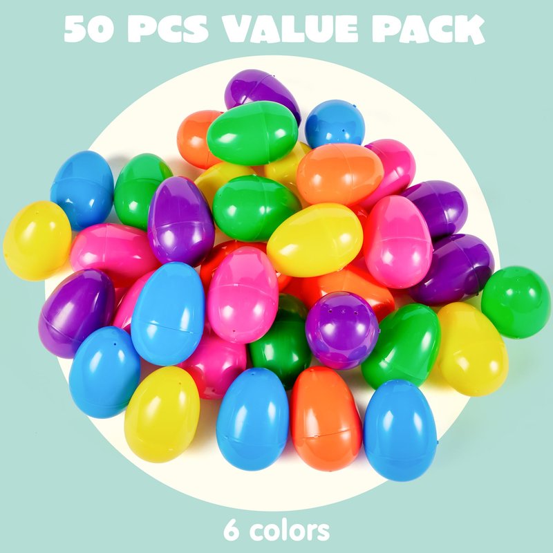 JOYIN 3.15" Easter Eggs, Fillable Plastic Eggs Empty Colorful Bright Eggshells with Hinge for Easter Hunt, Filling Treats, Party Favor, Basket Stuffers, Classroom Prize Supplies, 18PCS