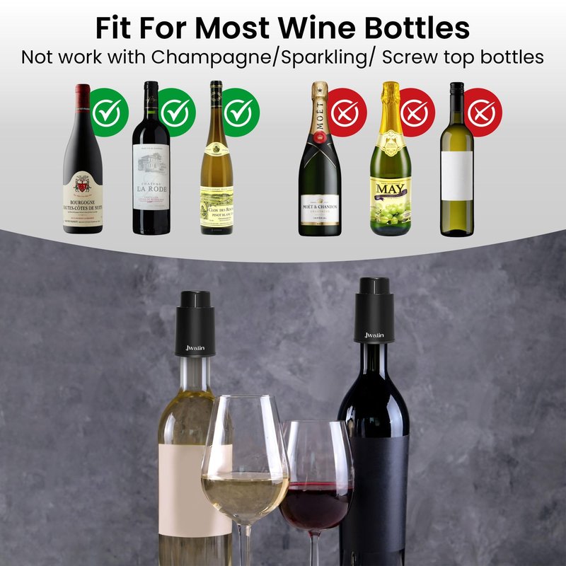 Jwalin Wine Vacuum Pump Stopper – Premium Wine Preserver with Airtight Seal, Reusable Vacuum Pump Keeps Wine Fresh, Perfect Wine Accessory Gift for Wine Lovers