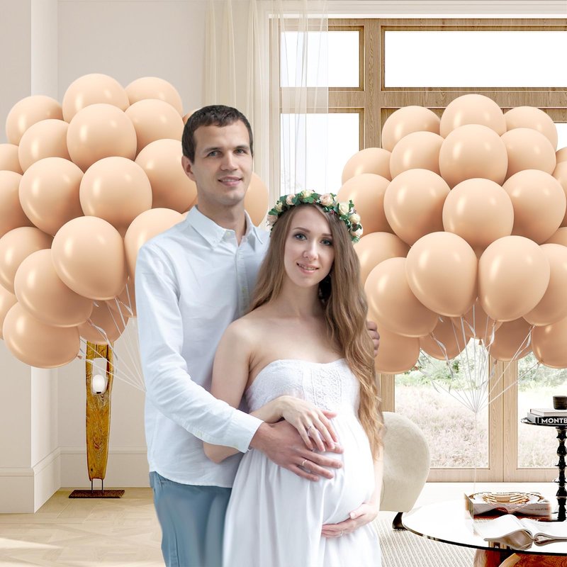 Nude Balloons 12 inch, Beige Latex Balloons 50pcs Party Balloons for Netural Baby Shower Gender Reveal Birthday Party Decorations