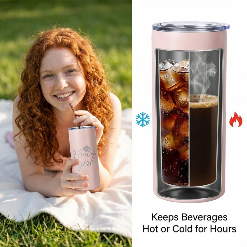 UzYlquw 2 Pcs Flower Girl Gift and Ring Bearer Tumbler Set, 16 oz Stainless Steel Insulated Water Bottle with Lids and Straws, Wedding Proposal Gifts for Bridal Party Favors