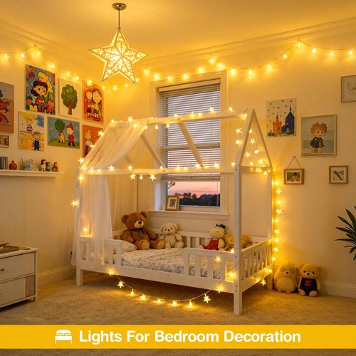 JMEXSUSS 100 LED Globe Star String Lights, 33 FT Globe String Lights Indoor USB Plug in, Warm White Star Fairy Lights for Bedroom Classroom Dorm Indoor Decor