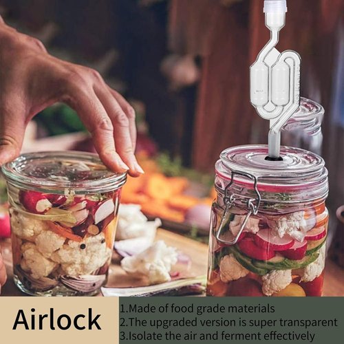 Bubble Airlock Set - 4 Fermentation Airlocks with 8 Grommets, 4 Drilling #6 Stoppers, Suitable for Wine, Beer, Sauerkraut, Pickles and More