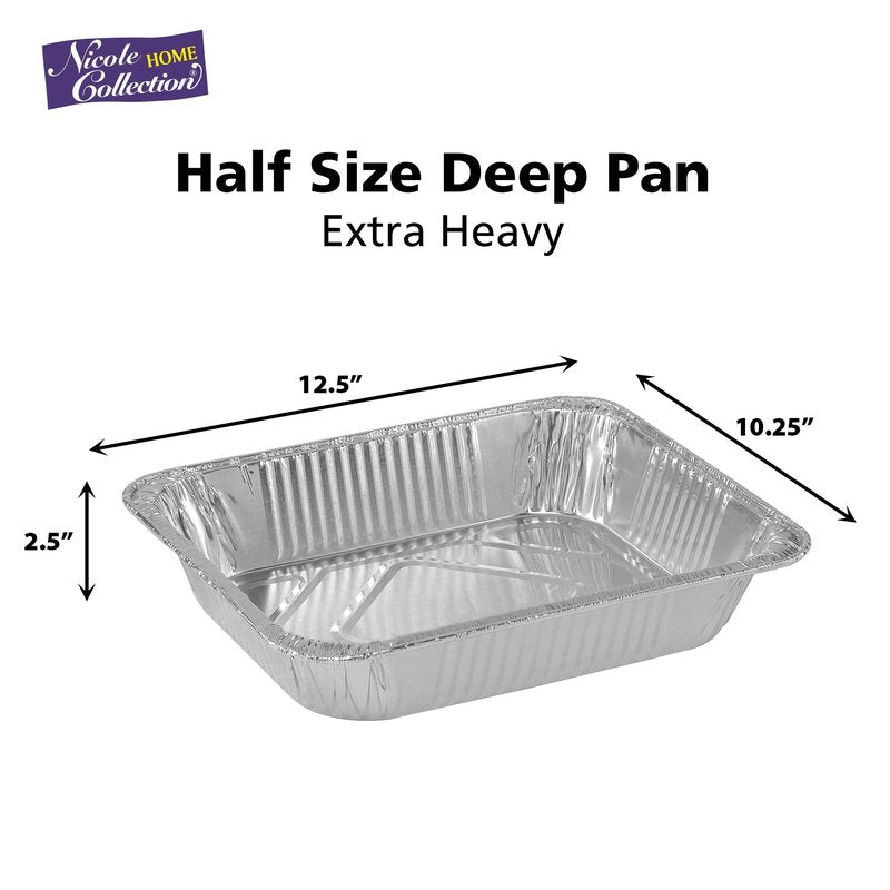 Aluminum Pans Half Size, 9X13, Extra Heavy Duty Disposable Foil Pans For Baking (20 Pack) Roasting & Chafing, Deep Tin Foil Bakeware, Steam Table Tray, Cookware, Food Prepping, Cake & Oven Pan