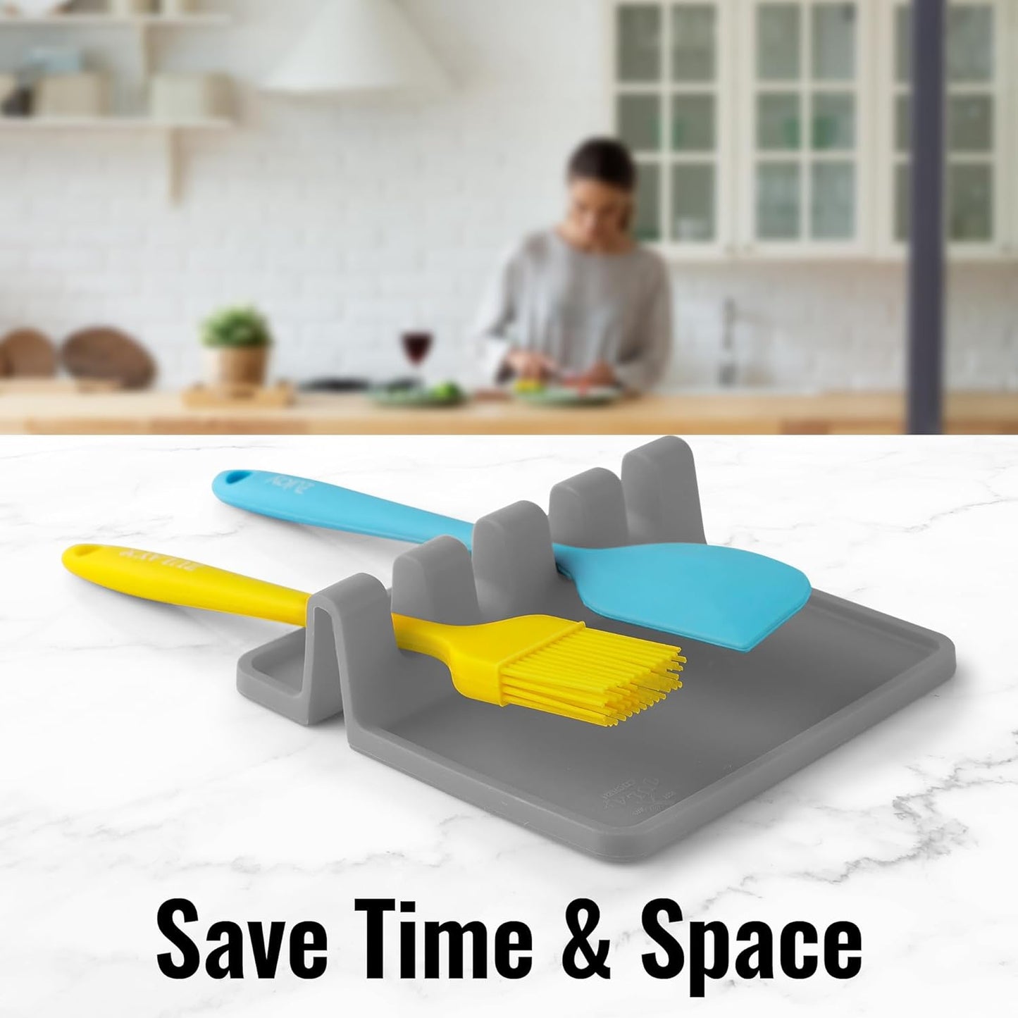 Zulay Kitchen Spoon Rest - High Heat-Resistant Silicone Drip Pad | BPA-Free Utensil Holder for Cooking
