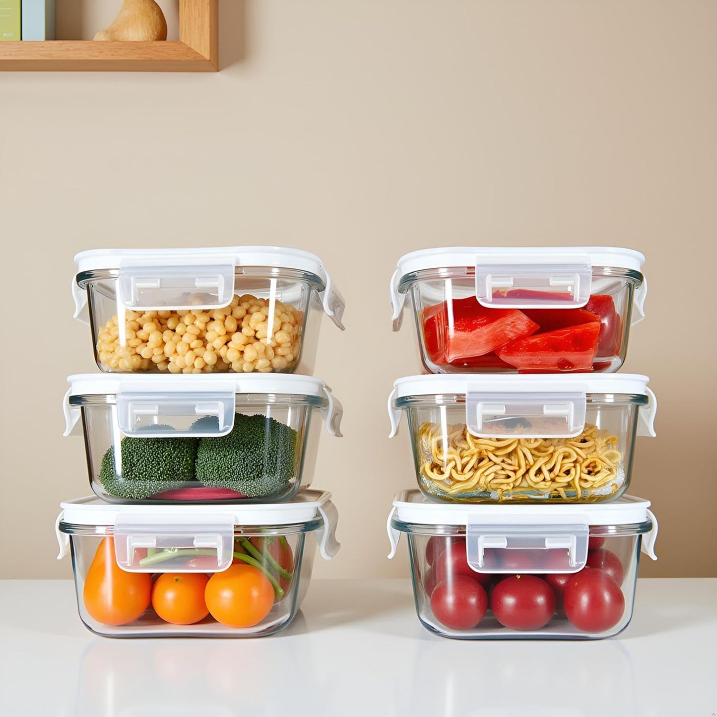 Skiennix 16oz Square Glass Meal Prep Containers - BPA-Free, Heat-Resistant, Microwave & Dishwasher Safe | 4 Pack