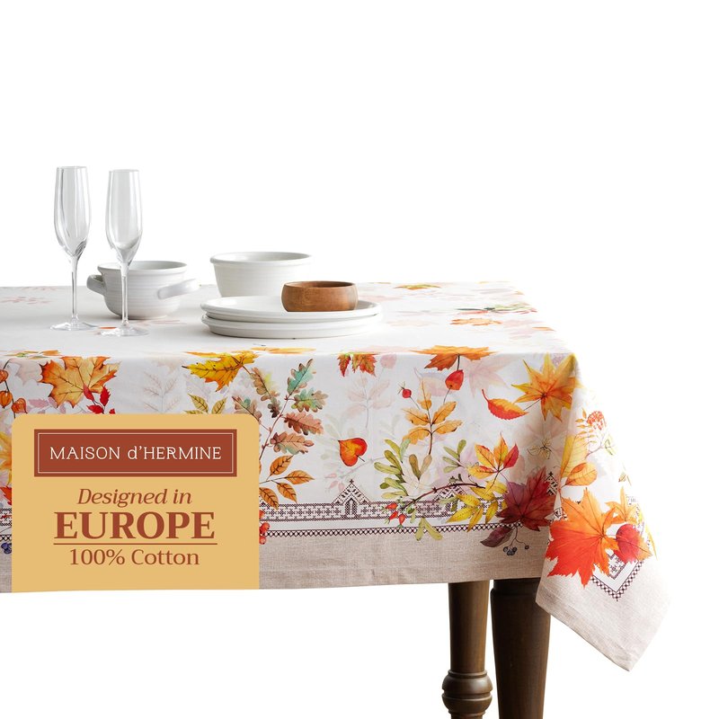 Maison d' Hermine Table Cloth Rectangle Table 100% Cotton 70 x 108 Inches Fall Tablecloth Reusable Everyday Use for Thanksgiving Christmas Decorations Dining Farmhouse Party (Amarante)