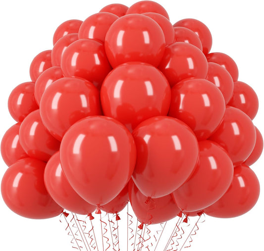 Voircoloria 110pcs Red Latex Balloons - 12 Inch Party Decorations for Valentine's Day, Weddings & More