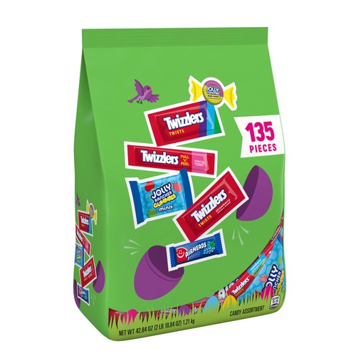 JOLLY RANCHER, TWIZZLERS, and AIRHEADS Assorted Fruit Flavored, Easter Candy Bulk Bag, Easter Basket Fillers, 42.84 oz (135 Pieces)