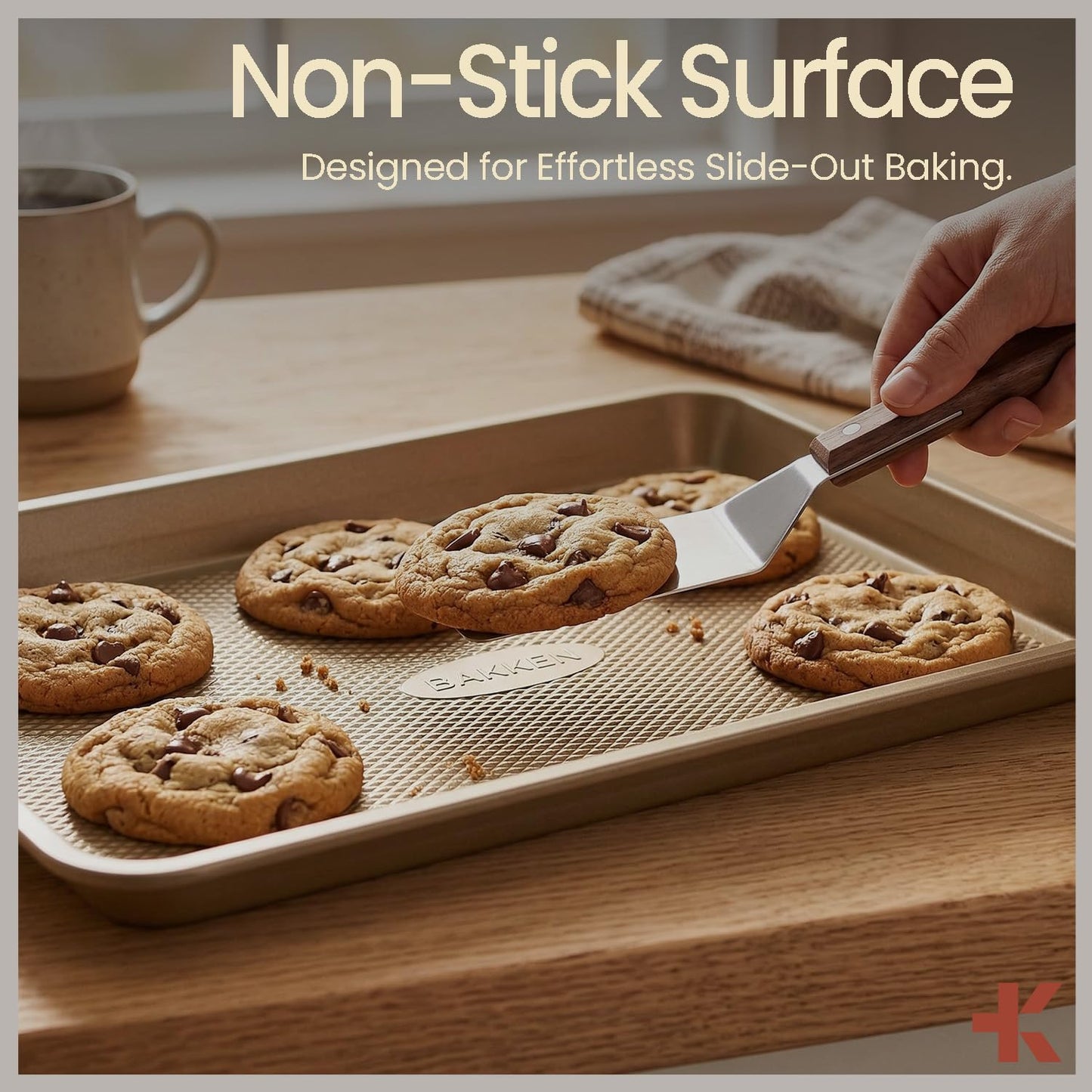 BAKKEN Nonstick Baking Pan - Commercial Grade Carbon Steel Cookie Sheet, 13.58” x 9.65”, PFOA Free | White Marble Finish