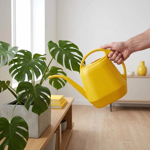 Fasmov 1-Gallon Plastic Watering Can - Durable Yellow Design for Easy Plant Care