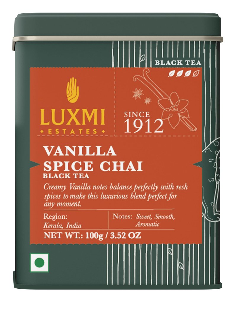 LUXMI Estates Vanilla Spice Chai Loose Leaf Black Tea 100g/3.52oz (50 cups) | Smooth, Flavorful, Robust, Caffeinated