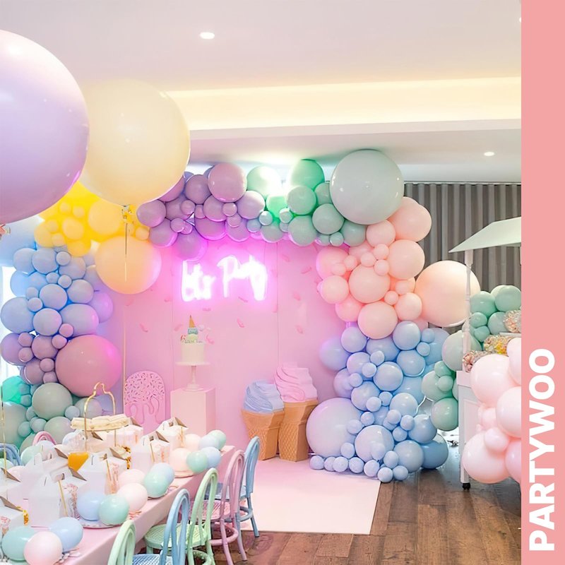 PartyWoo Pastel Balloons 66pcs 12 Inch Pastel Rainbow Latex Balloons for Baby Shower Gender Reveal Engagement Bachelorette Easter Bridal Shower Anniversary Retirement Birthday Party Decorations