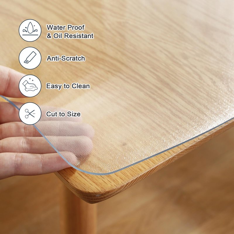 LovePads Frosted Table Cover Protector 40 x 72 Inch, 1.5mm Thick Plastic Table Cover, Table Protector for Dining Room Table, Waterproof Vinyl Tablecloth Table Pad Mat for Kitchen, Writing Desk