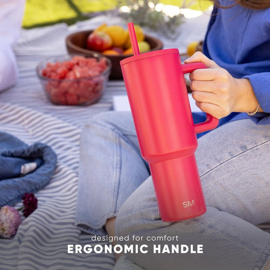 Simple Modern 30 oz Trek Tumbler with Handle and Straw Lid | Cup Holder Friendly Insulated Stainless Steel Travel Mug | Tropical Wave