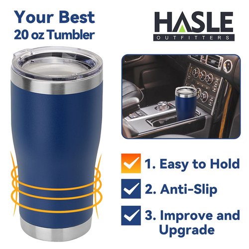 HASLE OUTFITTERS 20 oz Tumbler Bulk, Stainless Steel Tumblers with Lid, Vacuum Insulated Tumbler, Double Wall Powder Coated Cup, coffee mugs, Navy Blue, 1 Pack